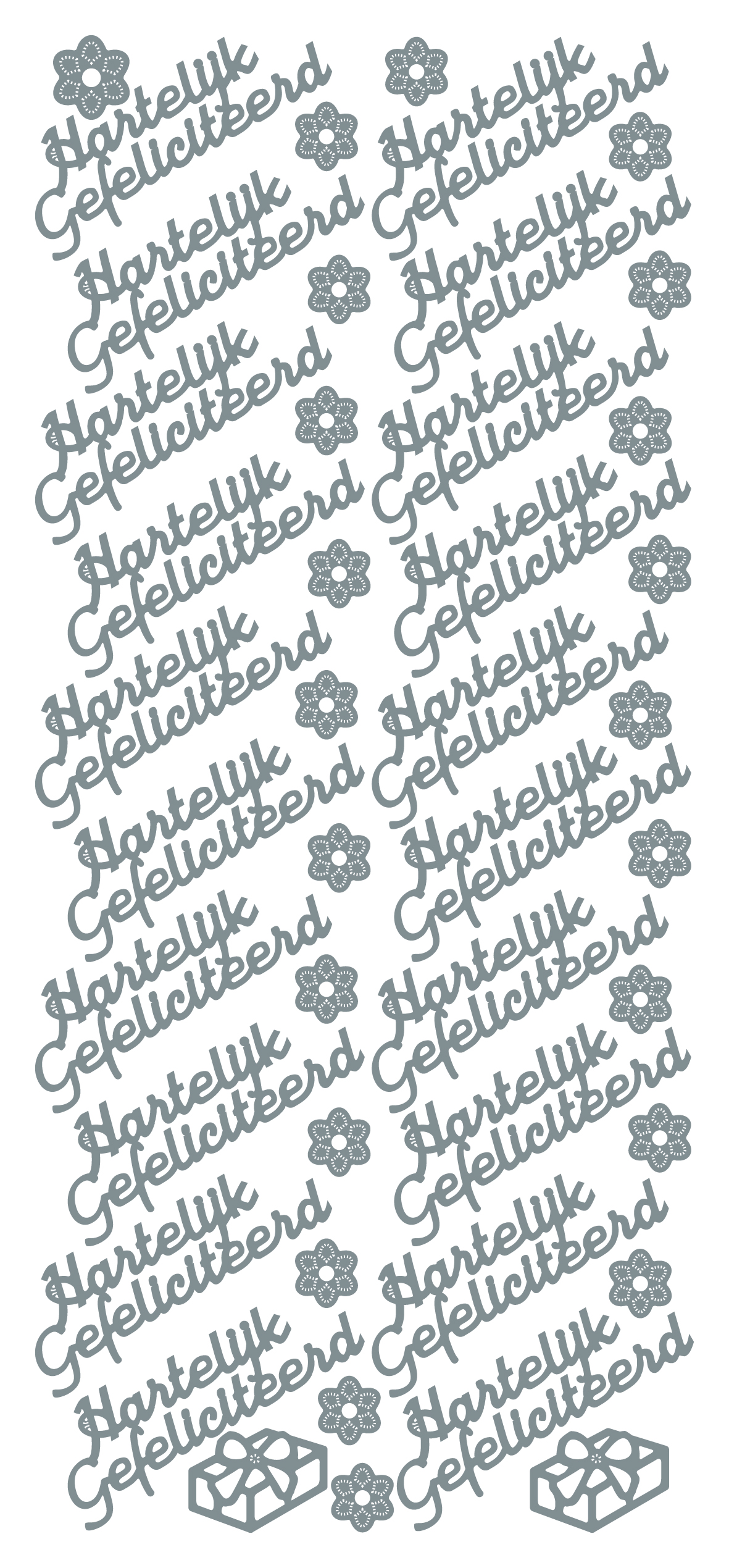 Sticker Hartelijk Gefeliciteerd zilver (x10)