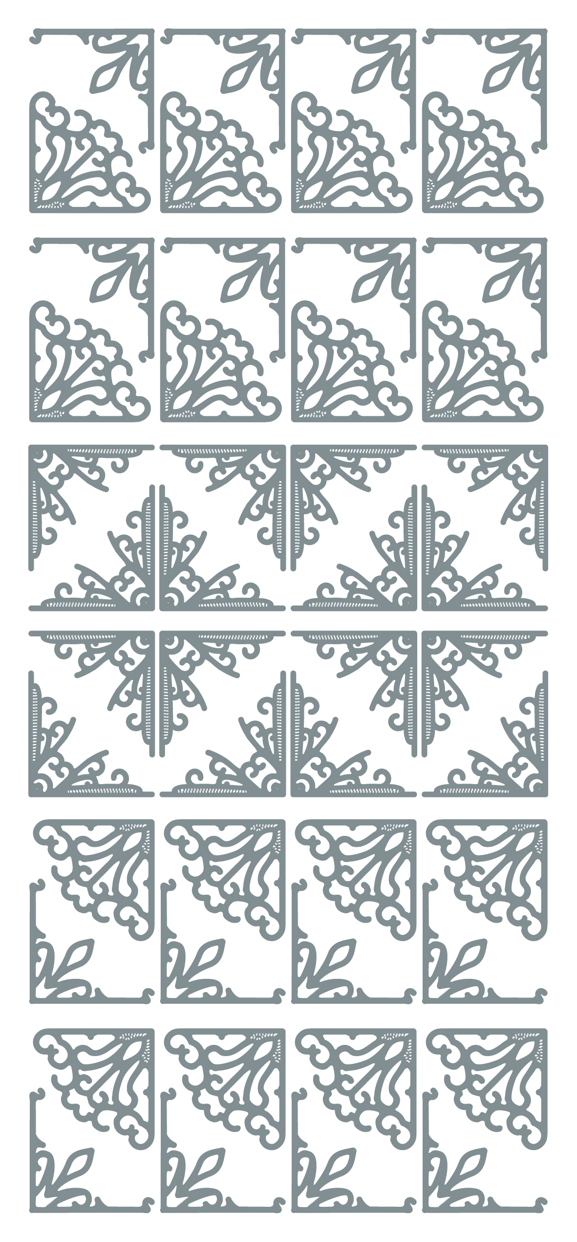 Sticker Small corners Silver (x10)