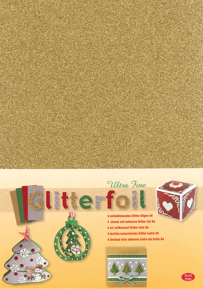 Ultra Fine Glitterfolie Goud 4 A4 Vellen